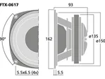 2-pásmový koaxiálny PA reproduktor Monacor FTX-0617, 300 W MAX, 150 W RMS, 8 Ohm (4)