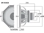 2-pásmový koaxiálny PA reproduktor Monacor SP-312CX (2)