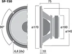 Basový reproduktor Monacor SP-150, 30 W, 8 Ohm (3)