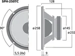 Basový reproduktor Monacor SPH-250TC, 2 x 100 W, 2 x 8 Ohm (3)