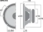 Basový reproduktor Monacor SPH-315, 100 W, 8 Ohm (3)