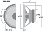 Basový reproduktor Monacor SPH-8M, 100 W, 8 Ohm (2)