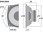 Basový reproduktor Monacor SPM-205/8, 70 W, 8 Ohm (3)