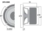 Hi-fi širokopásmový reproduktor MONACOR SPX-30M, 20 W, 8 Ω (2)