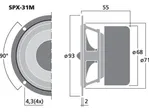 Hi-fi širokopásmový reproduktor MONACOR SPX-31M, 20 W, 8 Ohm (2)