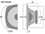 Hi-fi stredobasový reproduktor Monacor SPH-135/AD, 40 W, 8 Ohm (3)