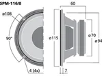 Hi-fi stredobasový reproduktor Monacor SPM-116/8, 40 W, 8 Ohm (3)