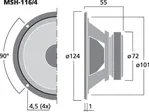 Hi-fi stredový reproduktor Monacor MSH-116/4, 40 W, 4 Ohm (3)