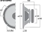Kompaktný basový reproduktor PA Monacor SP-8/150PRO, subwoofer, 150 W, 8 Ohmov (3)