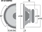 Kompaktný stredobasový basový reproduktor PA Monacor SP-6/108PRO, 100 W, 8 Ohmov (2)