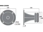 PA horn výškový reproduktor MONACOR MHD-230/RD, 40 W, 8 Ω (3)