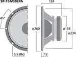 PA stredobasový reproduktor Monacor SP-10A/302PA, 300 W, 8 Ohmov (2)