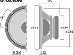 PA stredobasový reproduktor Monacor SP-12A/302PA, 300 W, 8 Ohmov (2)