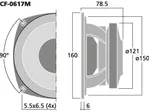 PA stredový reproduktor CELESTION CF-0617M, 350 W MAX, 200 W RMS, 8 Ohm (4)