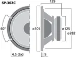 Reproduktor MONACOR SP-302C, auto hifi subwoofer, 150 W, 4 Ohm (3)