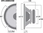 Špičkový hi-fi basový reproduktor Monacor SPH-200KE/SW, 120 W, 8 Ω (2)