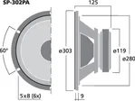 Univerzálny basový reproduktor Monacor SP-302PA, 100 W, 8 Ohm (3)