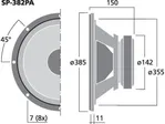 Univerzálny basový reproduktor Monacor SP-382PA, 150 W, 8Ohm (3)