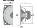 Vysokokvalitný hi-fi širokopásmový reproduktor Monacor SPH-30X/4SW, 20 W, 4 Ohm, s čiernym kevlarovým kužeľom (4)