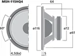 Vysokokvalitný hi-fi stredový reproduktor Monacor MSH-115HQ4, 50 W, 4 Ohm (2)