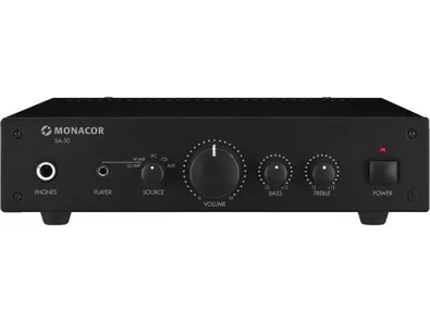 Kompaktný univerzálny stereo zosilňovač Monacor SA-50