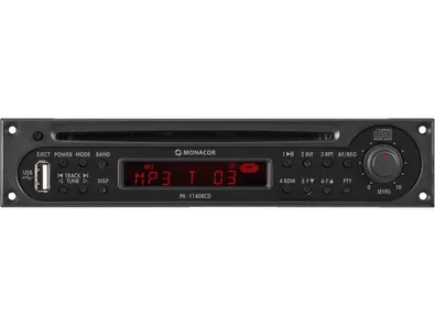 RDS tuner/CD prehrávač s USB rozhraním Monacor PA-1140RCD
