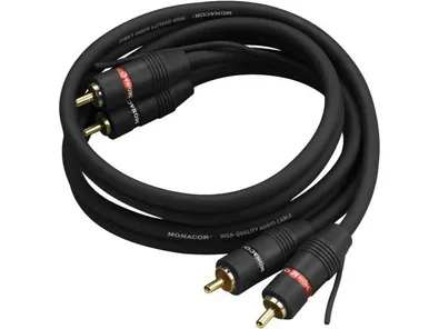 Stereo audio prepojovací kábel Monacor AC-150/SW, 1.5 m