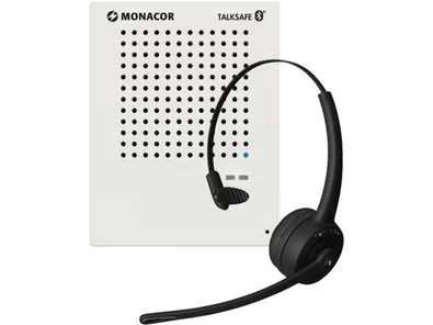 Systém interkomu MONACOR TALKSAFE-1, Bluetooth, s 1 systémovou mikrofónovou stanicou a 1 náhlavnou súpravou