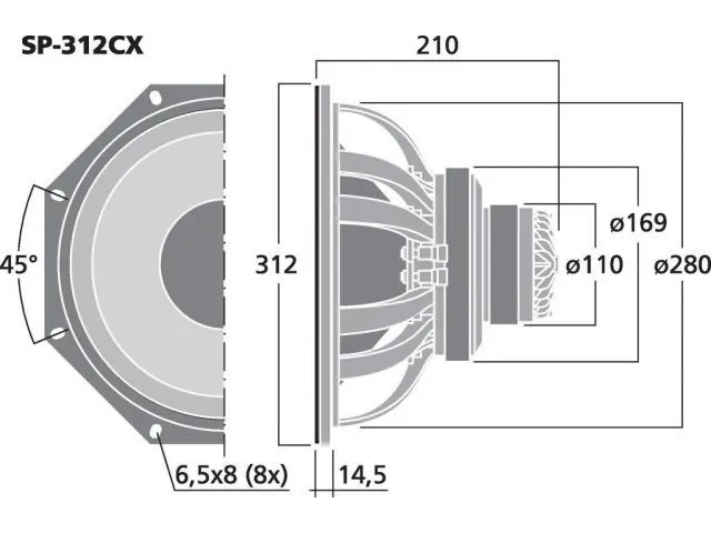 2-pásmový koaxiálny PA reproduktor Monacor SP-312CX (2)