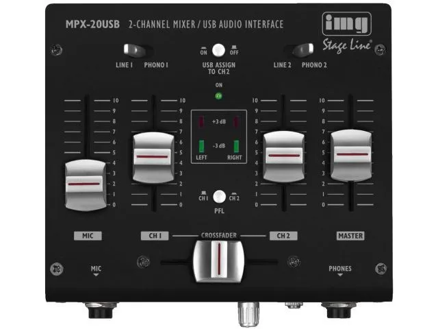 3-kanálový stereo DJ mixpult Monacor MPX-20USB (1)