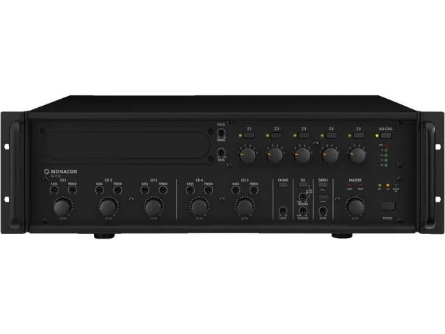 5-zónový mono PA mixážny zosilňovač Monacor PA-1120 (1)