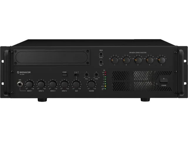 5-pásmový mono PA mixážny zosilňovač Monacor PA-5240, 240 W (1)