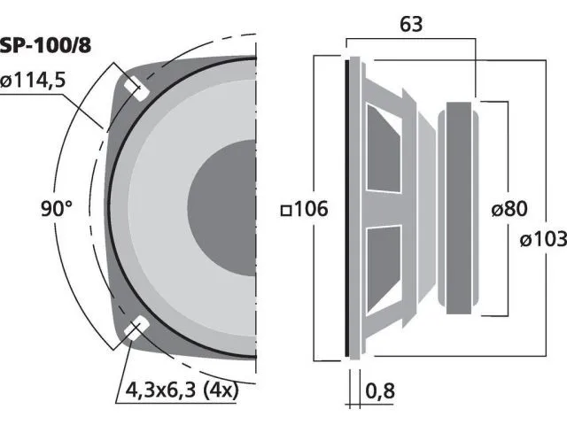 Basový reproduktor Monacor SP-100/8, 30 W, 8 Ohm (2)