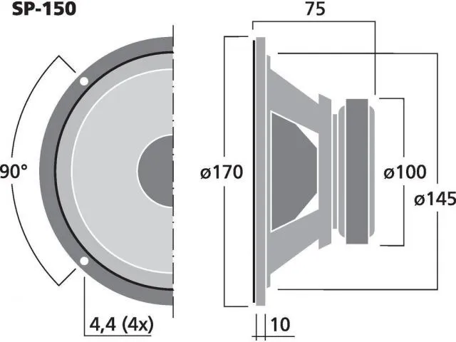 Basový reproduktor Monacor SP-150, 30 W, 8 Ohm (3)