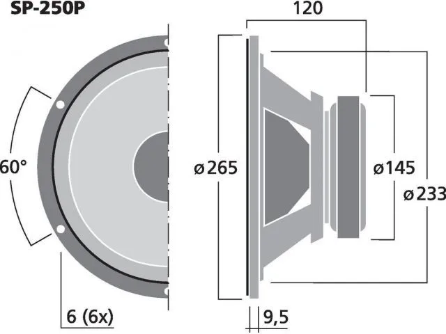 Basový reproduktor Monacor SP-250P, 100 W, 8Ohm (3)