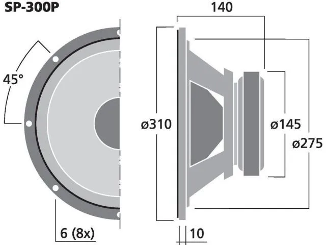 Basový reproduktor Monacor SP-300P, 100 W, 8Ohm (3)