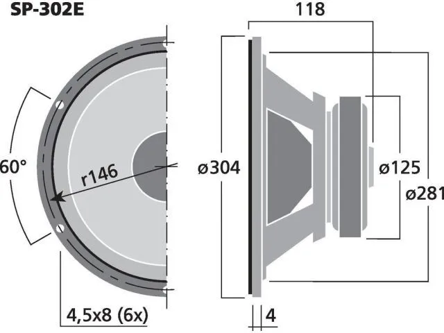Basový reproduktor Monacor SP-302E, 100 W, 4 Ohm (3)