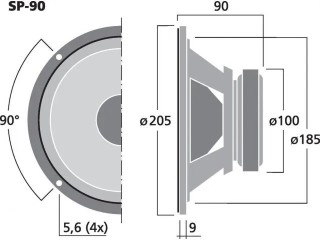 Basový reproduktor Monacor SP-90, 35 W, 8 Ohm (3)