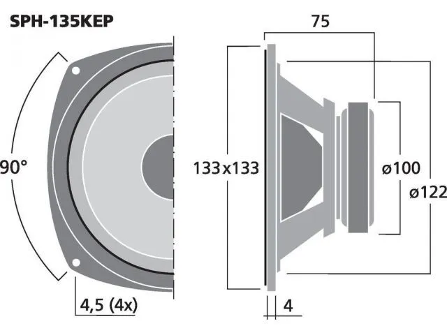 Basový reproduktor Monacor SPH-135KEP, 80 W, 8 Ohm (3)