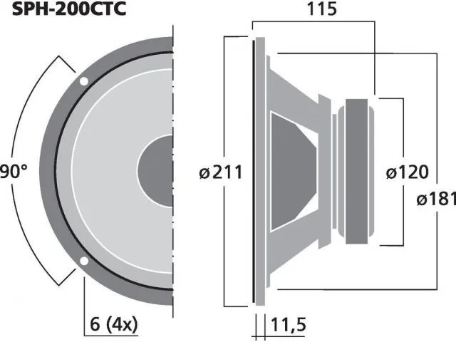 Basový reproduktor Monacor SPH-200CTC,  2 x 60 W, 2 x 8 Ohm (3)