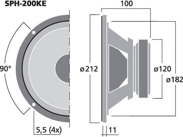 Basový reproduktor Monacor SPH-200KE, 100 W, 8 Ohm (3)