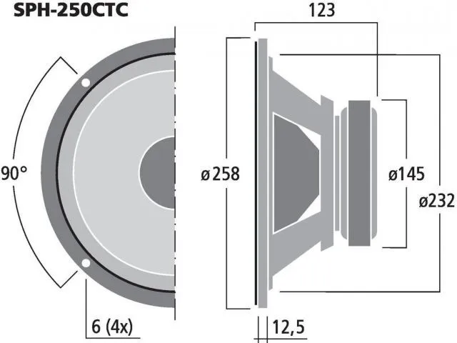 Basový reproduktor Monacor SPH-250CTC,  2 x 100 W, 2 x 8 Ohm (3)