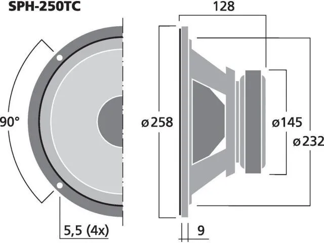 Basový reproduktor Monacor SPH-250TC, 2 x 100 W, 2 x 8 Ohm (3)