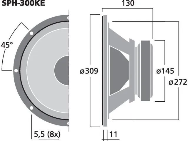 Basový reproduktor Monacor SPH-300KE, 120 W, 8 Ohm (3)