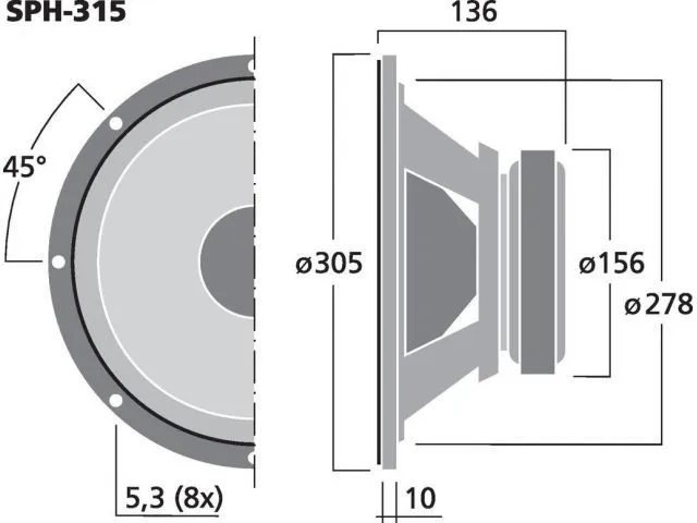 Basový reproduktor Monacor SPH-315, 100 W, 8 Ohm (3)