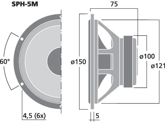 Basový reproduktor Monacor SPH-5M, 80 W, 8 Ohm (2)
