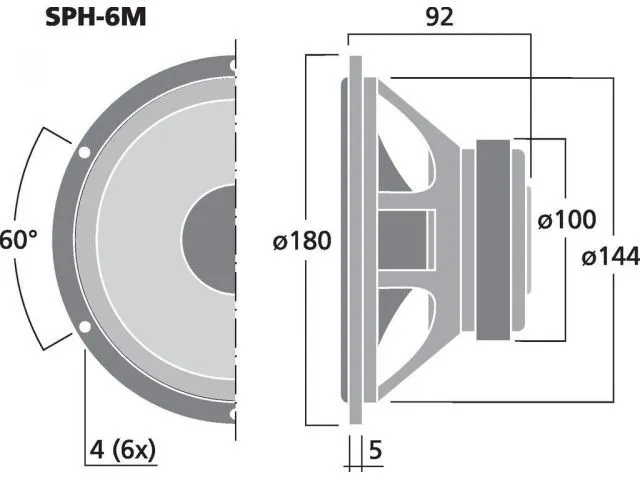 Basový reproduktor Monacor SPH-6M,  120 W, 8 Ohm (2)