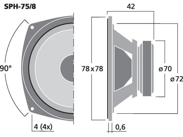 Basový reproduktor Monacor SPH-75/8, 15 W, 8 Ohm (3)
