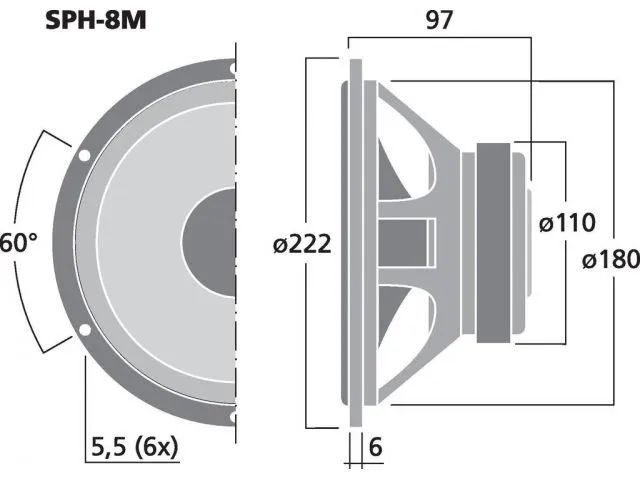 Basový reproduktor Monacor SPH-8M, 100 W, 8 Ohm (2)