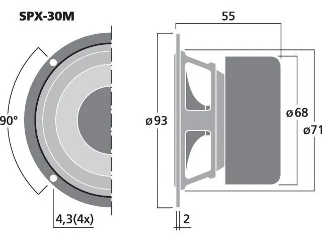 Hi-fi širokopásmový reproduktor MONACOR SPX-30M, 20 W, 8 Ω (2)